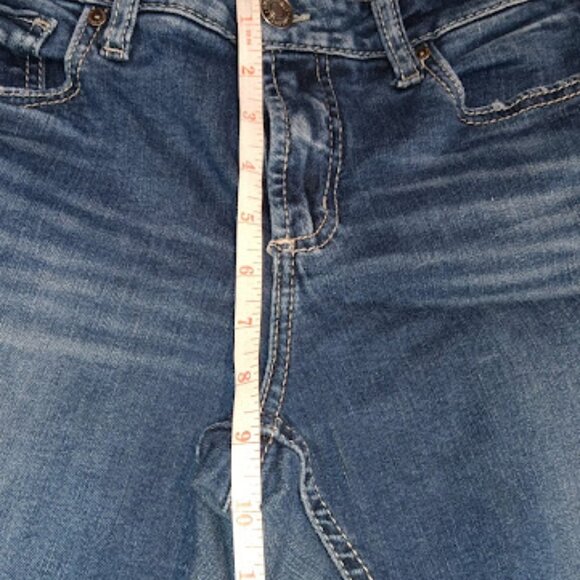 Silver Jeans Co. Women's 28 / 27 Elyse Mid Skinny Jeans Stretch Denim Distressed - Picture 10 of 12